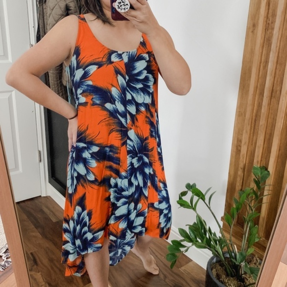 Anthropologie Maeve Sun Set Hibiscus High Low Floral Dress. Size 4